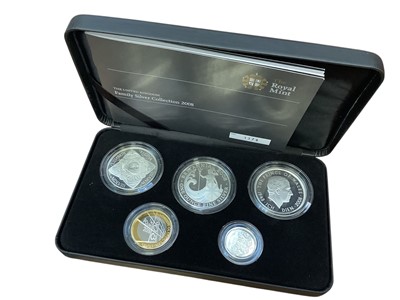 Lot 409 - G.B. - Royal Mint silver proof family collection five coin set 2008 to include £5's 'Prince Charles 60th Birthday', 'Elizabeth I Anniversary' & others (N.B. Cased with Certificate of Authent...