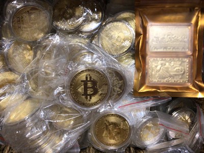 Lot 301 - Collection of Bitcoin gold plated copper coins, Leonardo Da Vinci Collection- Mona Lisa and The Last Supper gold plated bars etc