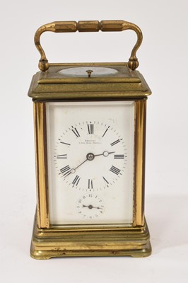 Lot 856 - Late 19th century French brass cased carriage clock with alarm mechanism