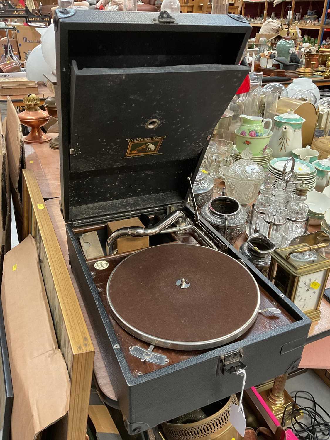 Lot 401 - His Masters Voice (HMV) portable gramophone.