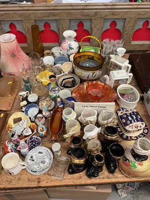 Lot 36 - Group of china and glassware, including a collection of lady head vase