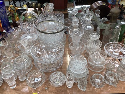 Lot 410 - Group of cut glass wares to include decanters, bowls, jugs and other items.