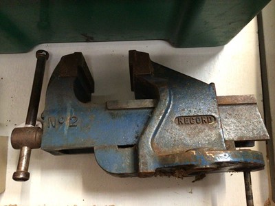 Lot 309 - Two British military field telephones, Hilka wood plane, Record No 2 metal vice, one other and various sundry items