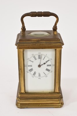 Lot 859 - Late 19th century French miniature carriage clock with enamel dial in brass case