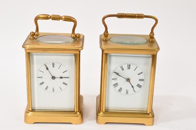 Lot 860 - Two French brass carriage clocks