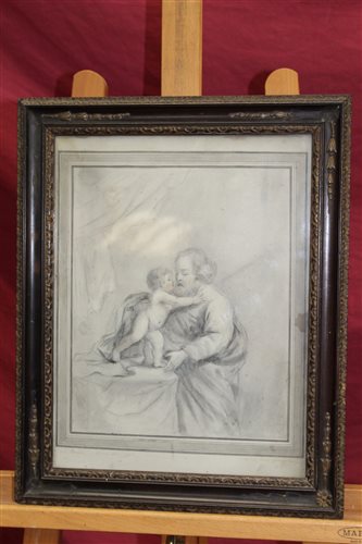 Lot 1375 - 18th century pencil sketch after Guircino -...