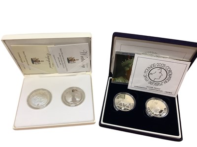 Lot 412 - G.B. - Royal Mint silver proof Crown coin sets to include 'The Royal Celebration' two coin set 2002/3 & 'The Royal Engagement & Wedding' two coin set 2010/11 (N.B. Cased with Certificate...