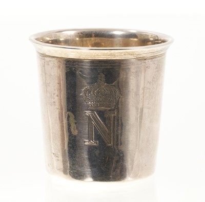 Lot 24 - H.I.M. Emperor Napoleon III, French silver brandy measure with engraved Imperial cypher