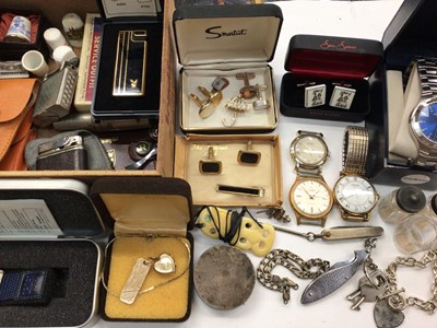 Lot 1129 - Group of watches, cufflinks, jewellery including 9ct gold pendant, various lighters and other items