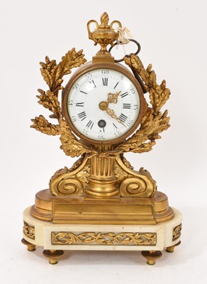 Lot 851 - 19th century French ormolu and white marble mantel clock