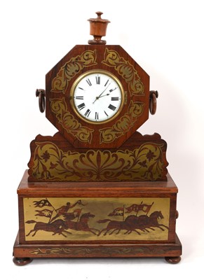 Lot 863 - 19th century Continental rosewood and brass inlaid mantel clock