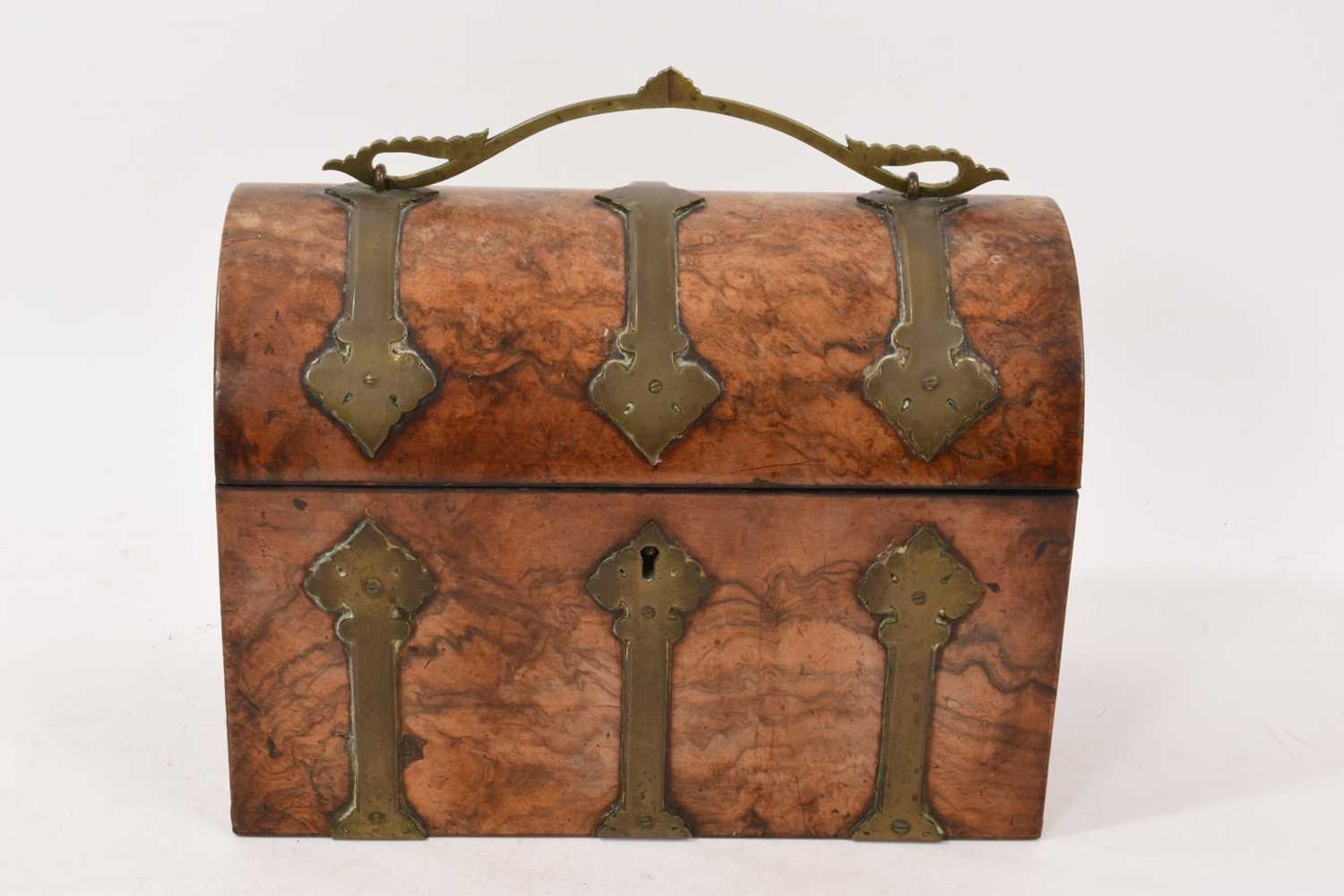 Lot 1001 - 19th century walnut and brass mounted stationery box