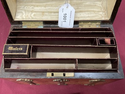 Lot 1001 - 19th century walnut and brass mounted stationery box