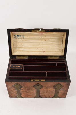 Lot 1001 - 19th century walnut and brass mounted stationery box