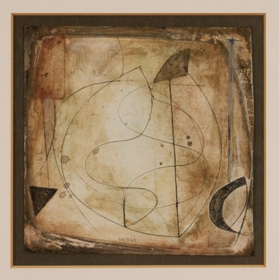 Lot 1334 - Roy Turner Durrant (1925-1998) mixed media - Abstract, inscribed, 23cm x 23cm, in glazed frame