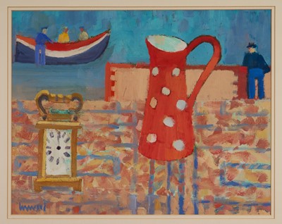 Lot 1336 - Derek Inwood (1925-2012) oil on board - Still Life, signed, 37.5cm x 47.5cm, in glazed frame