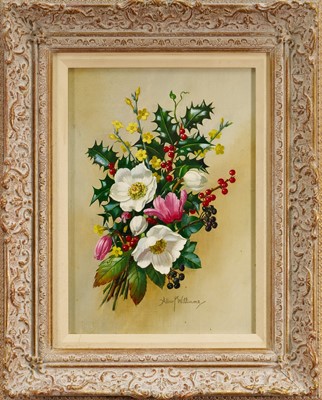 Lot 202 - *Albert Williams (1922-2010) oil on board - Christmas Roses, signed, 31cm x 22cm, framed