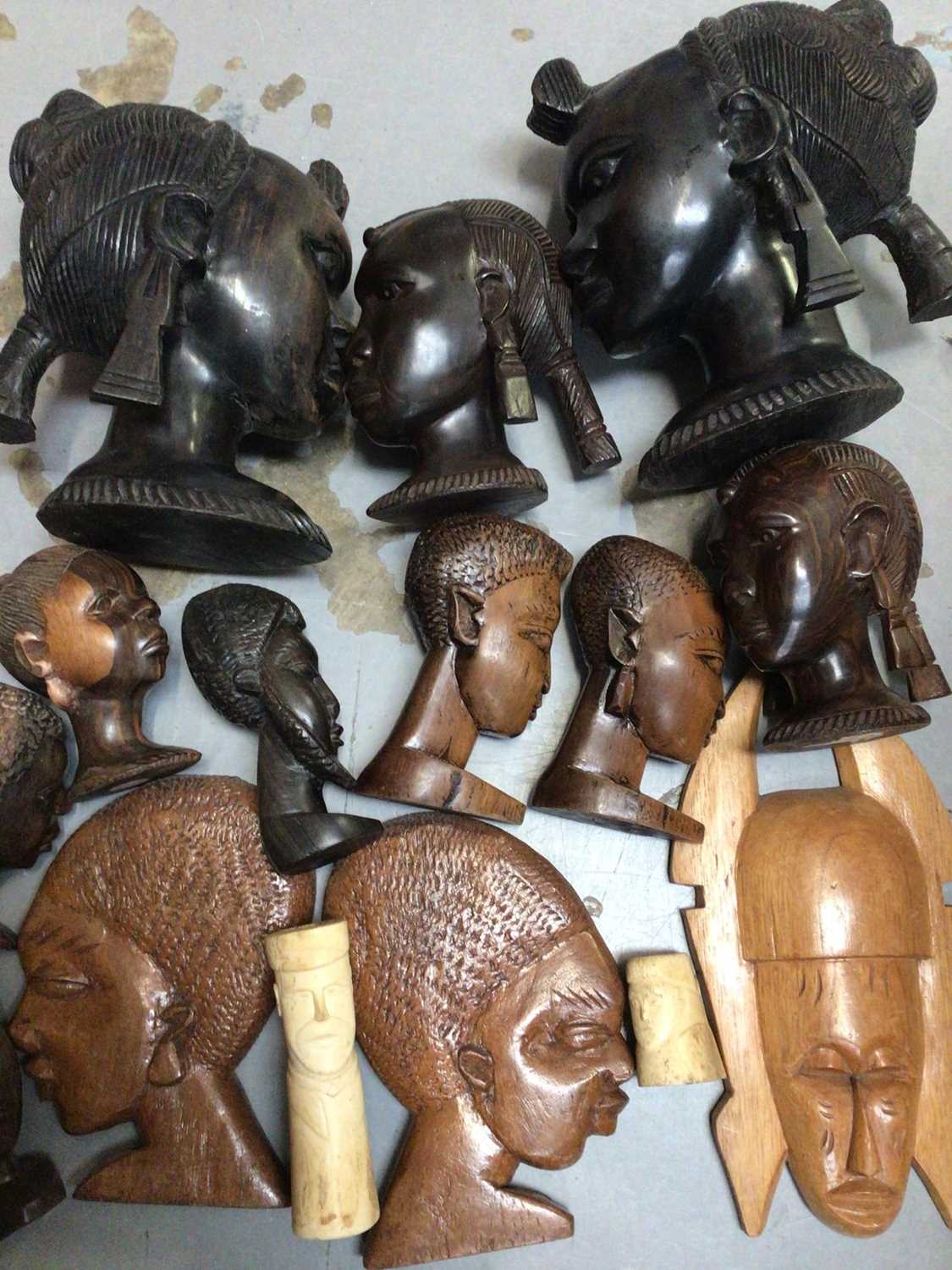 Lot 322 - African carved wood figures, animals and other ornaments