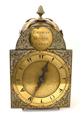 Lot 850 - 19th century Turkish market lantern clock by Thomas Moore, London, together with a later wall bracket.