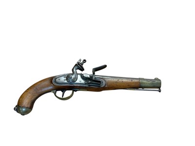 Lot 1061 - Early 19th century Belgian Flintlock military pistol