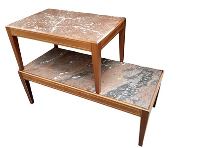 Lot 1259 - Good quality coffee table with marble top, 74cm wide, 48.5cm deep, 38.5cm high