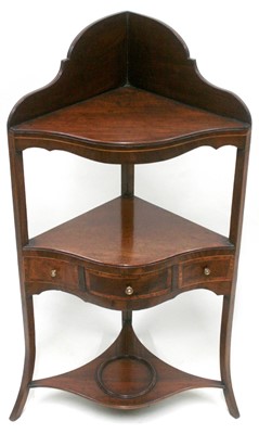 Lot 1651 - Regency mahogany and tulipwood crossbanded corner wash stand