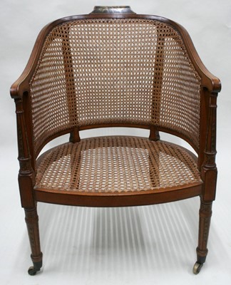 Lot 1653 - Edwardian satinwood and polychrome painted bergère chair