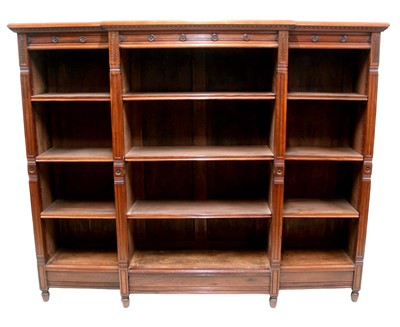 Lot 1654 - Late 19th century walnut open bookcase by Gillows