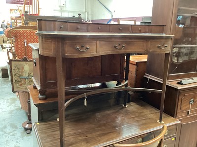 Lot 1274 - Edwardian inlaid mahogany kidney shaped writing table with drawers, 107cm wide, 55cm deep, 82cm high