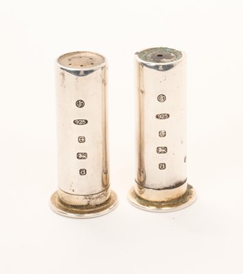 Lot 462 - Pair silver shotgun cartridge salts