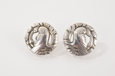 Lot 763 - Pair Georg Jensen silver earrings by Kristian Mohl-Hansen