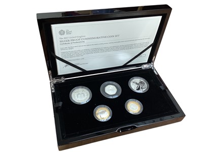 Lot 436 - G.B. - Royal Mint silver proof five coin commemorative set 2017 (N.B. Cased with Certificates of Authenticity) (1 coin set)