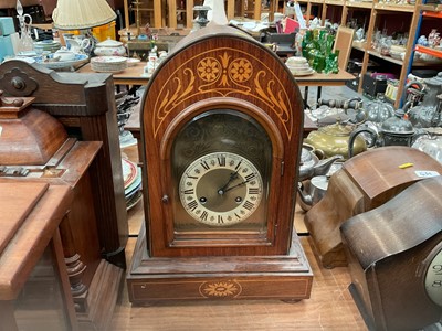 Lot 459 - Early 20th century continental mantel clock in inlaid case.