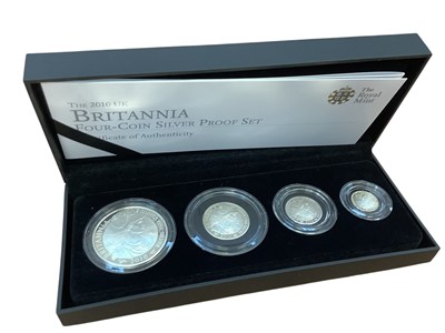 Lot 439 - G.B. - Royal Mint Britannia silver proof four coin set 2010 (N.B. Cased with Certificate of Authenticity) (1 coin set)