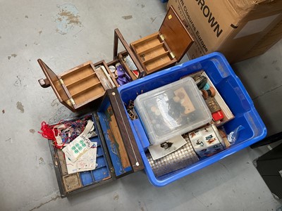 Lot 465 - Collection of sewing related items to include bobbins, buttons and other items (1 box).