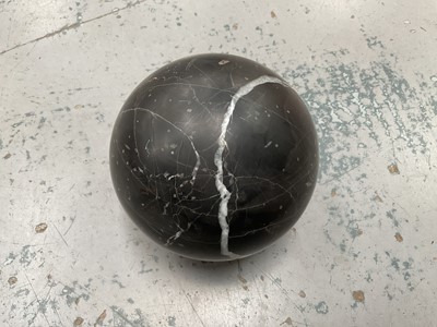 Lot 111 - Black marble sphere with white veins, approx 15cm diameter