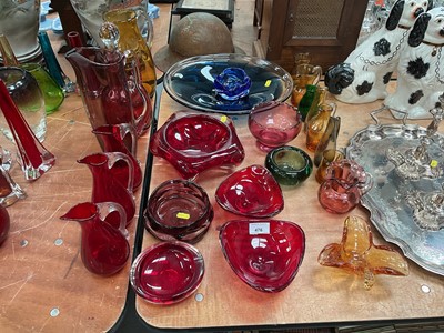 Lot 476 - Group of Whitefriars coloured glass pin dishes and bowls and jugs.