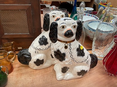 Lot 477 - Pair of Staffordshire Spaniel ornaments