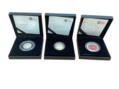 Lot 442 - G.B. - Royal Mint mixed silver proof coins to include Crowns Golden Jubilee 2002, The Royal Wedding 2011, Diamond Jubilee 2012, Queen's Coronation 60th Anniversary 2013, The First Birthday of Pr...