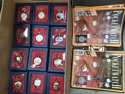 Lot 1060 - Collection of approximately 115 Hachette pocket watches, boxed, with The Pocket Watch Collection catalogues