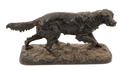 Lot 1034 - After Pierre Jules Mene: cast iron figure of a hunting dog, signed, 20cm long