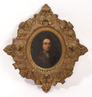 Lot 1035 - 19th century miniature potrait on copper, titled Charlemont