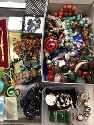 Lot 1040 - Group of contemporary bead necklaces, other jewellery and bijouterie