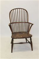 Lot 1725 - Victorian ash and elm Windsor elbow chair with...