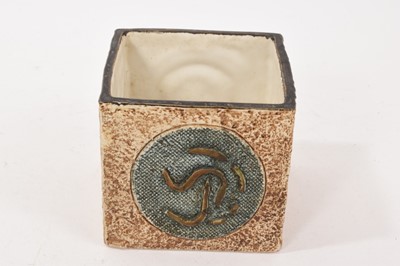Lot 270 - Troika vase, of square form, with abstract geometric decoration, marked to base, 8.5cm high