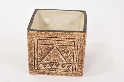 Lot 270 - Troika vase, of square form, with abstract geometric decoration, marked to base, 8.5cm high