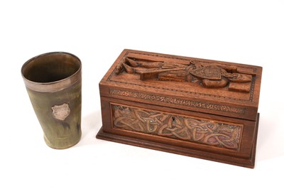 Lot 991 - Mediaeval revival carved and copper casket