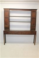 Lot 1727 - 18th century oak high dresser of shallow form,...