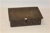 Lot 1730 - 17th century carved oak bible box with hinged...