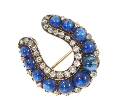 Lot 607 - Victorian sapphire and diamond horseshoe brooch